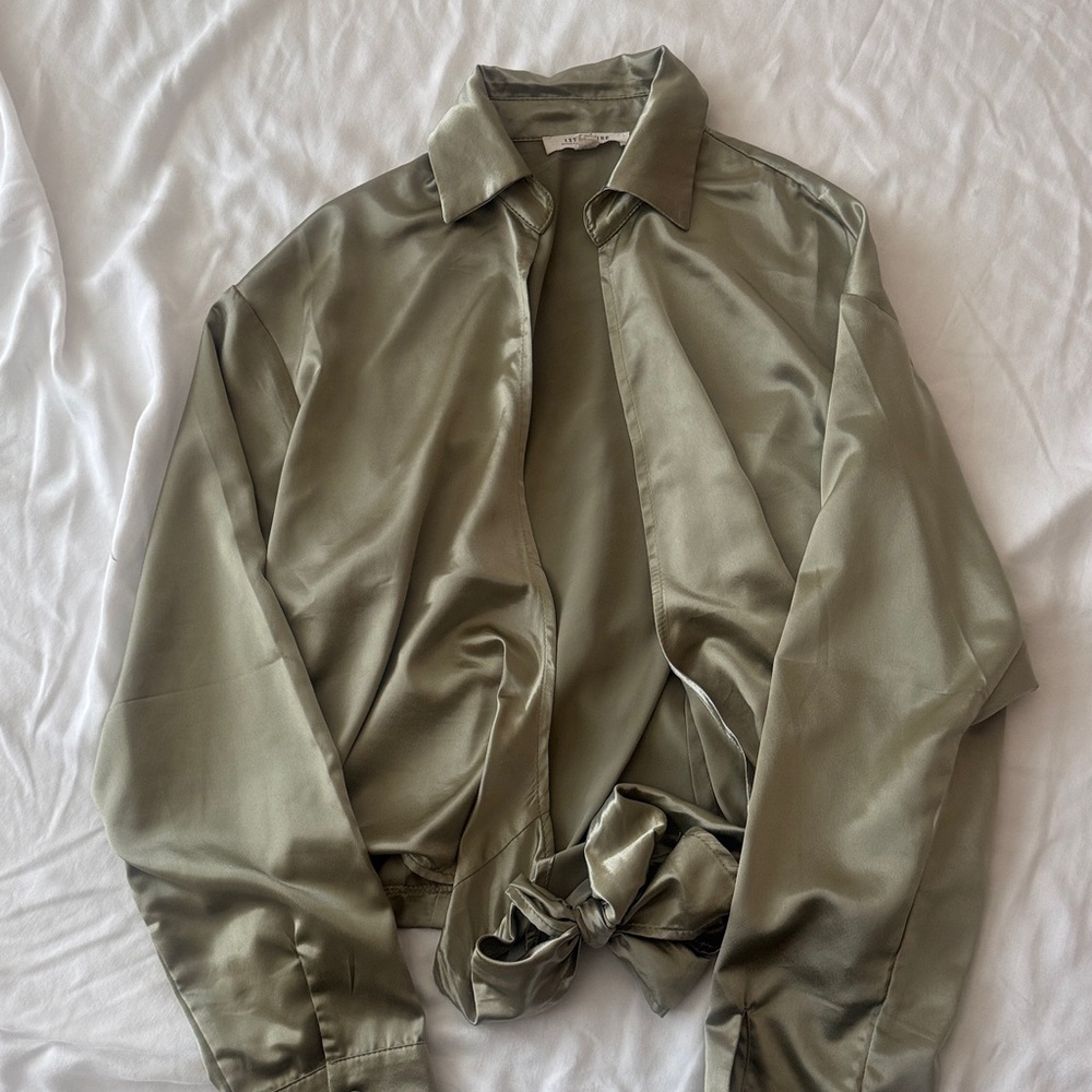 12th Tribe Metallic Satin Tie Shirt